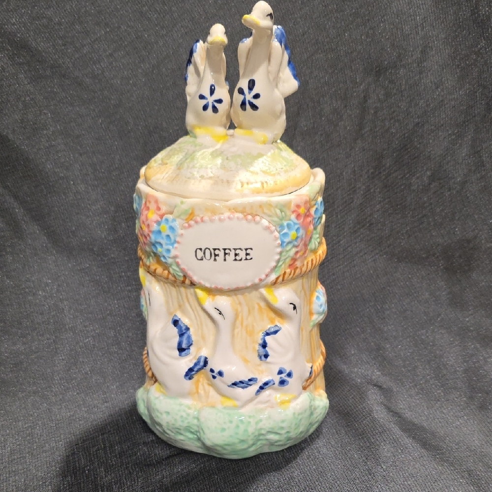 Ceramic Coffee Canister with Duck Design